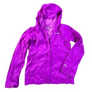 Columbia Girls Pink Hooded Lightweight Rain Jacket Size‎ L